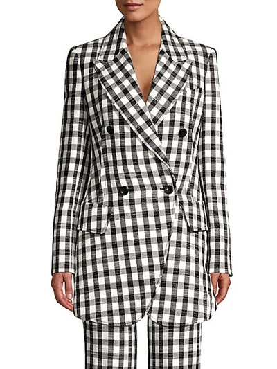 Shop Derek Lam Plaid Linen-blend Blazer Jacket