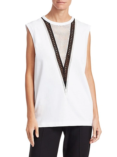 Shop Helmut Lang Pointelle Chevron Tank Top