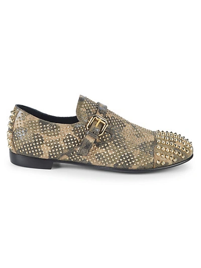 Shop Giuseppe Zanotti Camouflage Studded Smoking Slippers