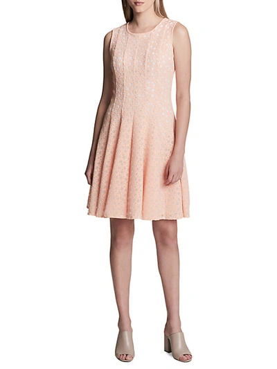 Shop Calvin Klein Perforated Fit-and-flare Dress