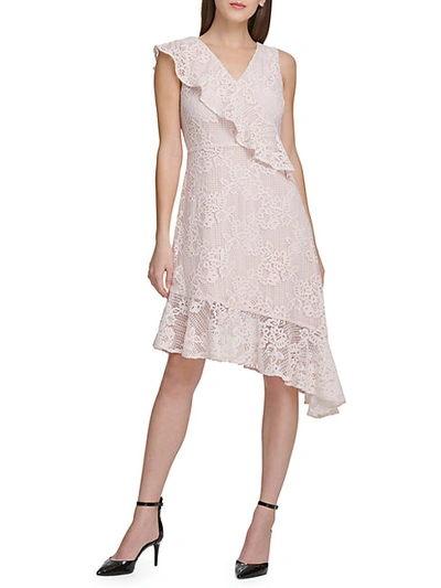 Shop Donna Karan Asymmetric Lace Midi Dress
