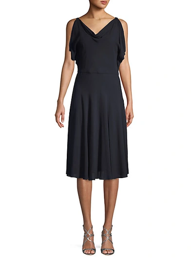 Shop Valentino Cowlneck Stretch-silk Knee-length Dress