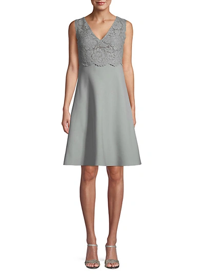Shop Valentino Lace Wool Blend A-line Dress