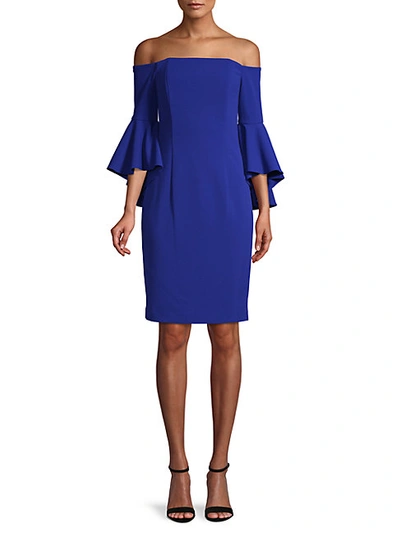 Shop Calvin Klein Off-the-shoulder Bell-sleeve Dress