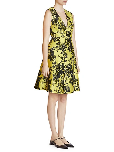 Shop Erdem Yoko Sleeveless Floral A-line Jacquard Dress