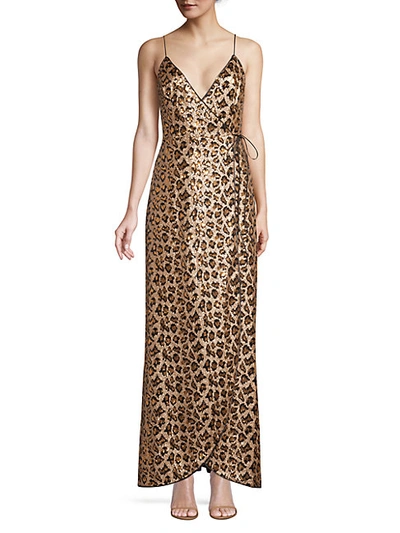 Shop Aidan Mattox Leopard Sequin Wrap Gown