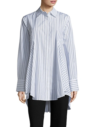 Shop Donna Karan Striped Cotton Button-down Shirt