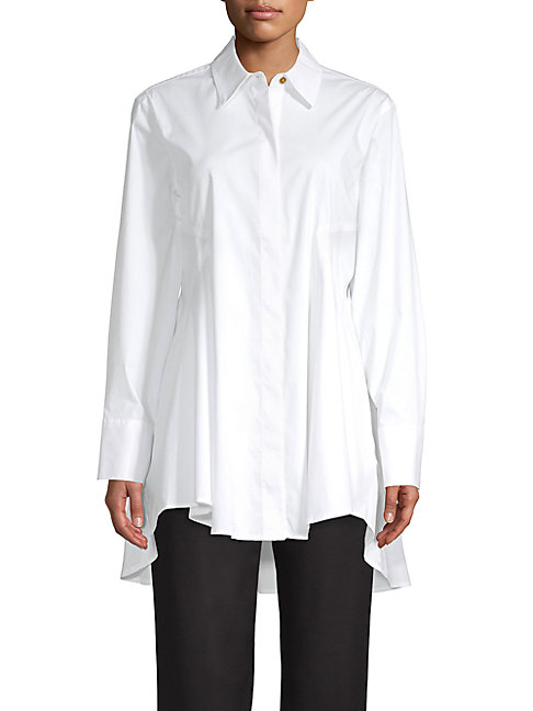 high low button up shirt