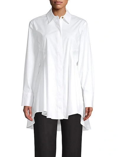 Shop Donna Karan High-low Flare Button Front Shirt