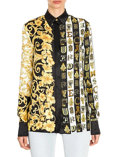 Shop Versace Printed Silk Blouse