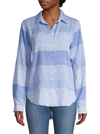 Shop Bella Dahl Striped Frayed Hem Shirt