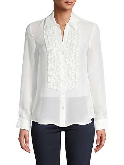Shop L Agence Ruffled-trim Silk Shirt