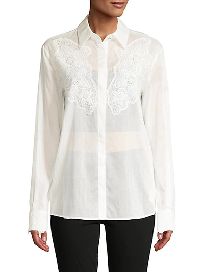 Shop Roberto Cavalli Embroidered Cotton Shirt