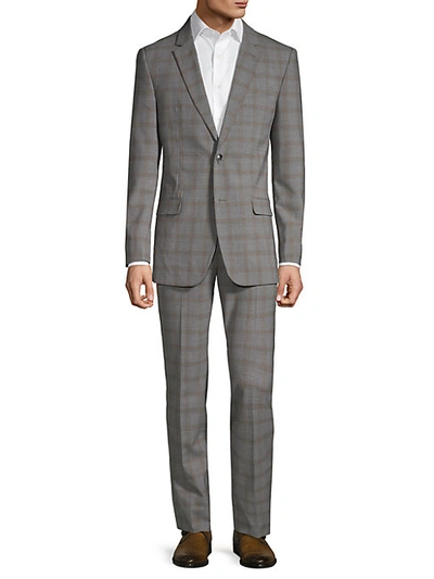 Shop Ben Sherman Slim-fit Plaid Wool Blend Suit