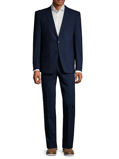 Shop Calvin Klein Extra Slim-fit Textured Wool Blend Suit