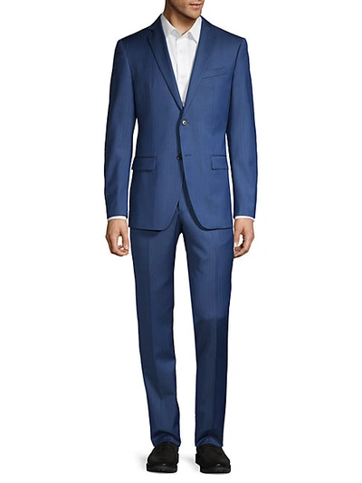 Shop John Varvatos Slim-fit Striped Wool-blend Suit