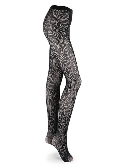 Shop Wolford Iris Open Knit Floral Tights