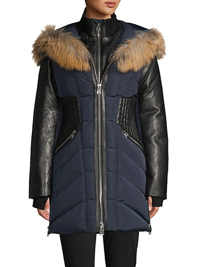 Shop Nicole Benisti Courcheval Fox Fur & Leather-trim Down Coat