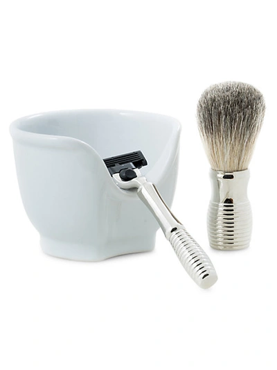 Shop Bey-berk 3-piece Mach3 Razor, Badger Brush & Porcelain Soap Dish Set