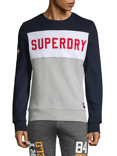 Shop Superdry Embroidered Colorblock Cotton Blend Sweatshirt