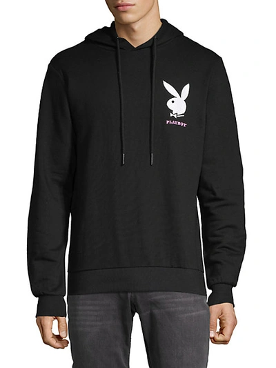 Shop Elevenparis Playboy Hooded Long-sleeve Cotton Sweatshirt