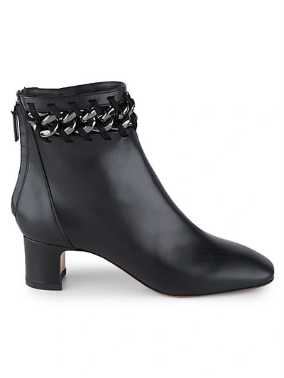 Shop Valentino Chain-trim Leather Booties