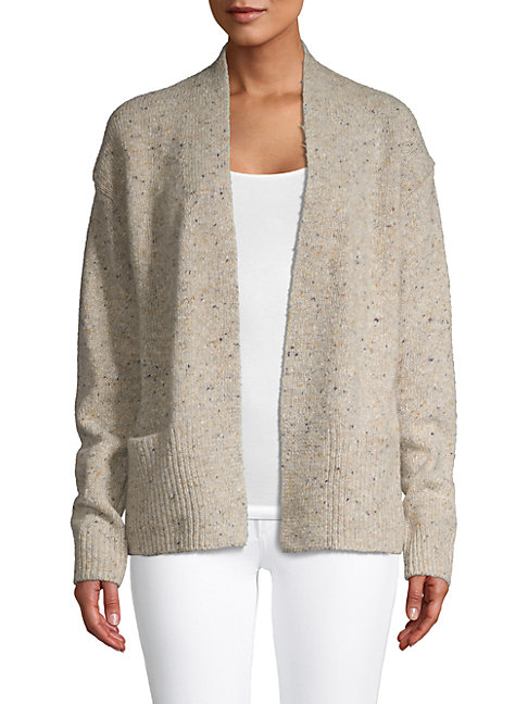 rib trim open cardigan