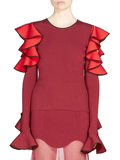 Shop Alexander Mcqueen Ruffle Shoulder Sweater