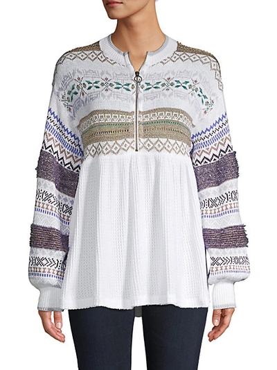 Shop Free People Fair Isle Cotton-blend Sweater