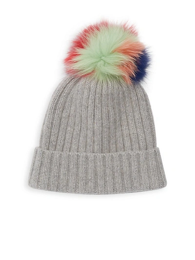 Shop Portolano Girl's Dyed Fox Fur Cashmere Hat