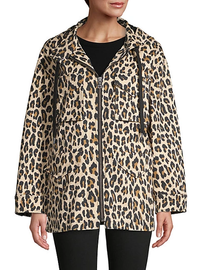 Shop Alice And Olivia Printed Stretch-cotton Hooded Jacket