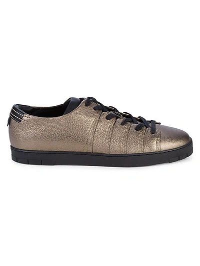 Shop Corthay 90 Metallic Leather Low-top Sneakers
