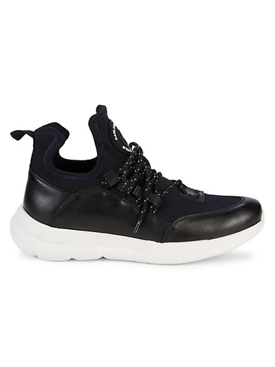 Shop Karl Lagerfeld Leather & Knit Sneakers