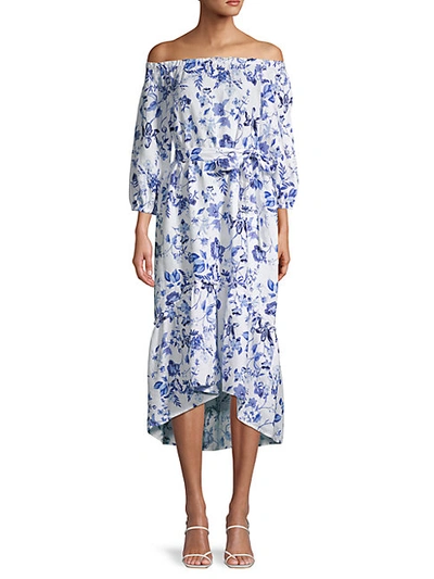 Shop Saks Fifth Avenue Off-the-shoulder Linen Midi Dress