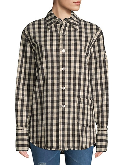 Shop Helmut Lang Check-print Buttoned Jacket