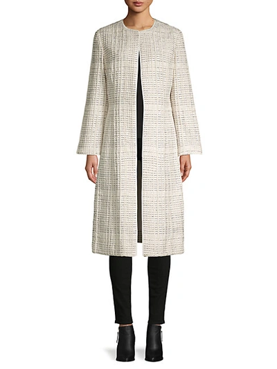 Shop Oscar De La Renta Textured Open-front Silk-blend Coat