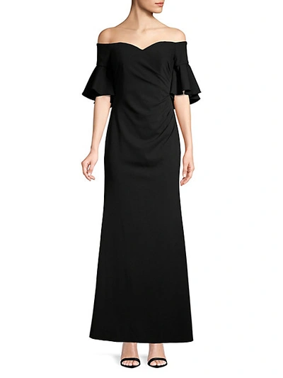 Shop Calvin Klein Off-the-shoulder Evening Gown