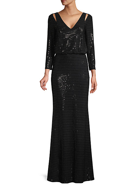 calvin klein sequin blouson gown