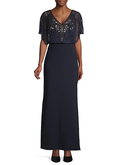 Shop Aidan Mattox Beaded Popover Waist Gown