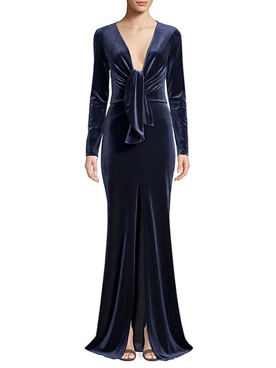 Shop Patbo Velvet Plunging Long Sleeve Gown