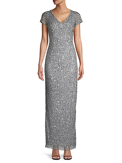 Shop Adrianna Papell Beaded V-neck Gown