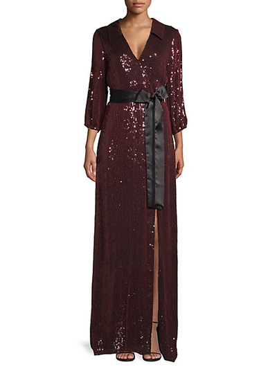 Shop Alice And Olivia Bayley Sequin Collared Wrap Gown