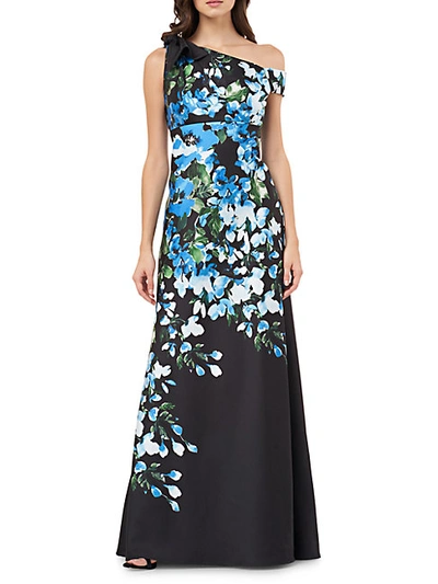 Shop Carmen Marc Valvo Infusion One-shoulder Floral Gown