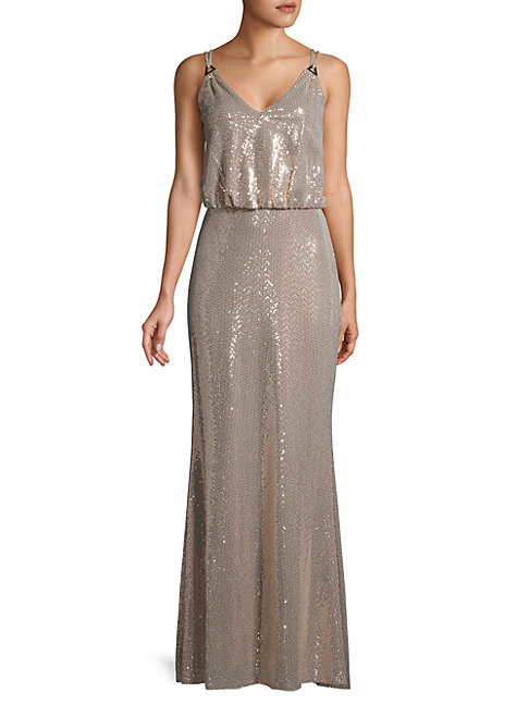 calvin klein sequin blouson gown
