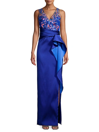 Shop Marchesa Draped & Beaded Sleeveless Gown