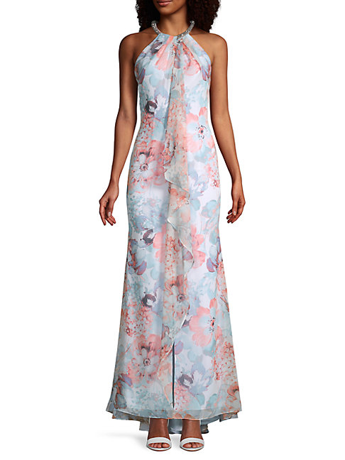 calvin klein floral gown