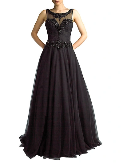 Shop Basix Black Label Sleeveless Beaded Tulle Gown