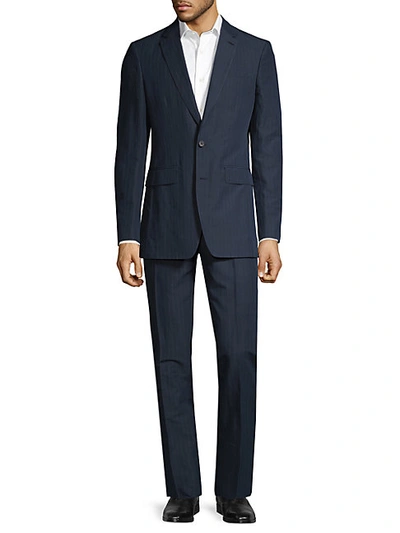 Shop Burberry Standard-fit Striped Cotton-blend Suit