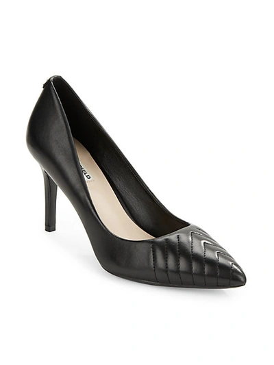 Shop Karl Lagerfeld Roulle Leather Point-toe Pumps