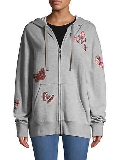 Shop Valentino Butterfly Patch Embroidery Oversized Hoodie